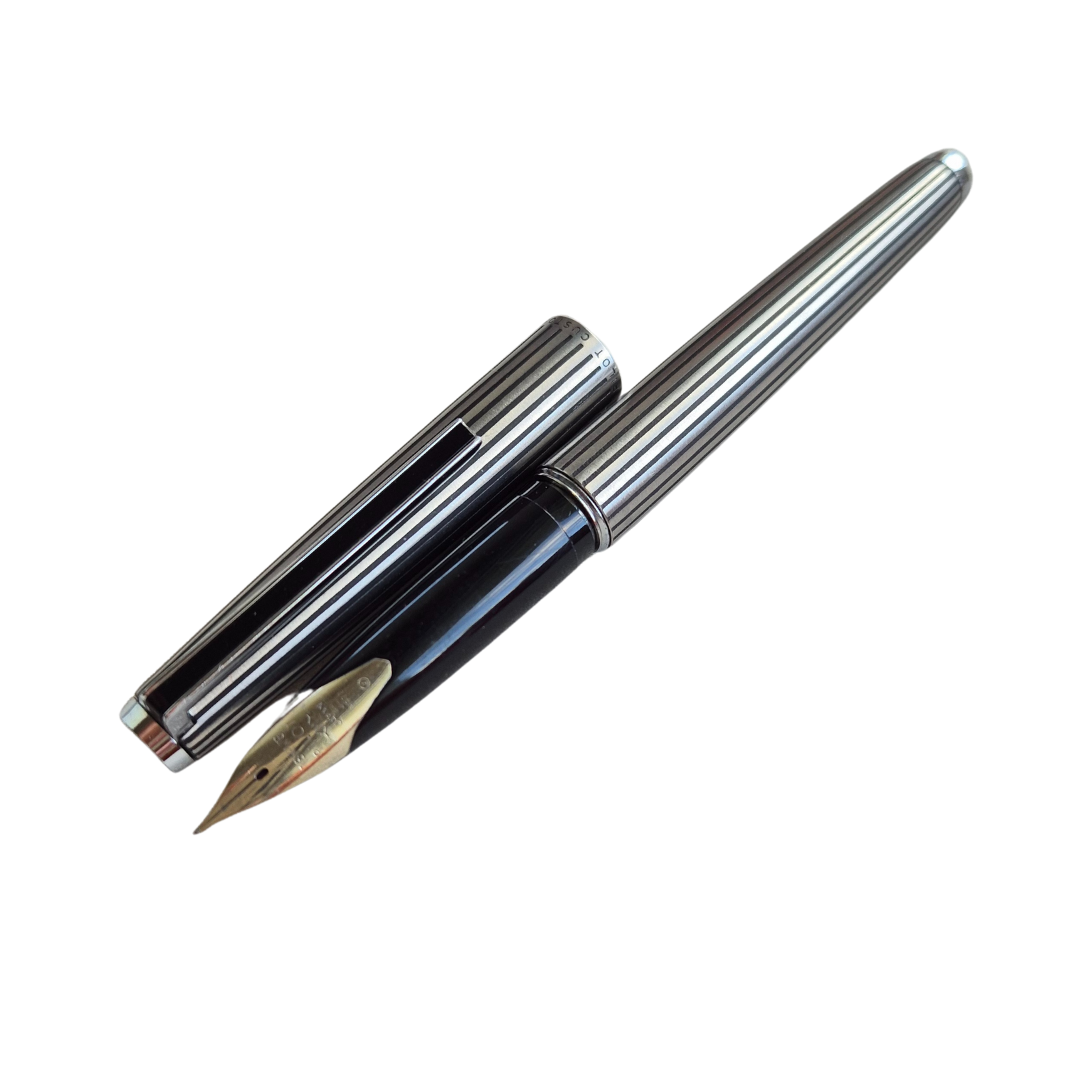 PILOT CUSTOM　SV／K18WG Buy Vintage Pilot custom silver striped fountain pen wth 18K
