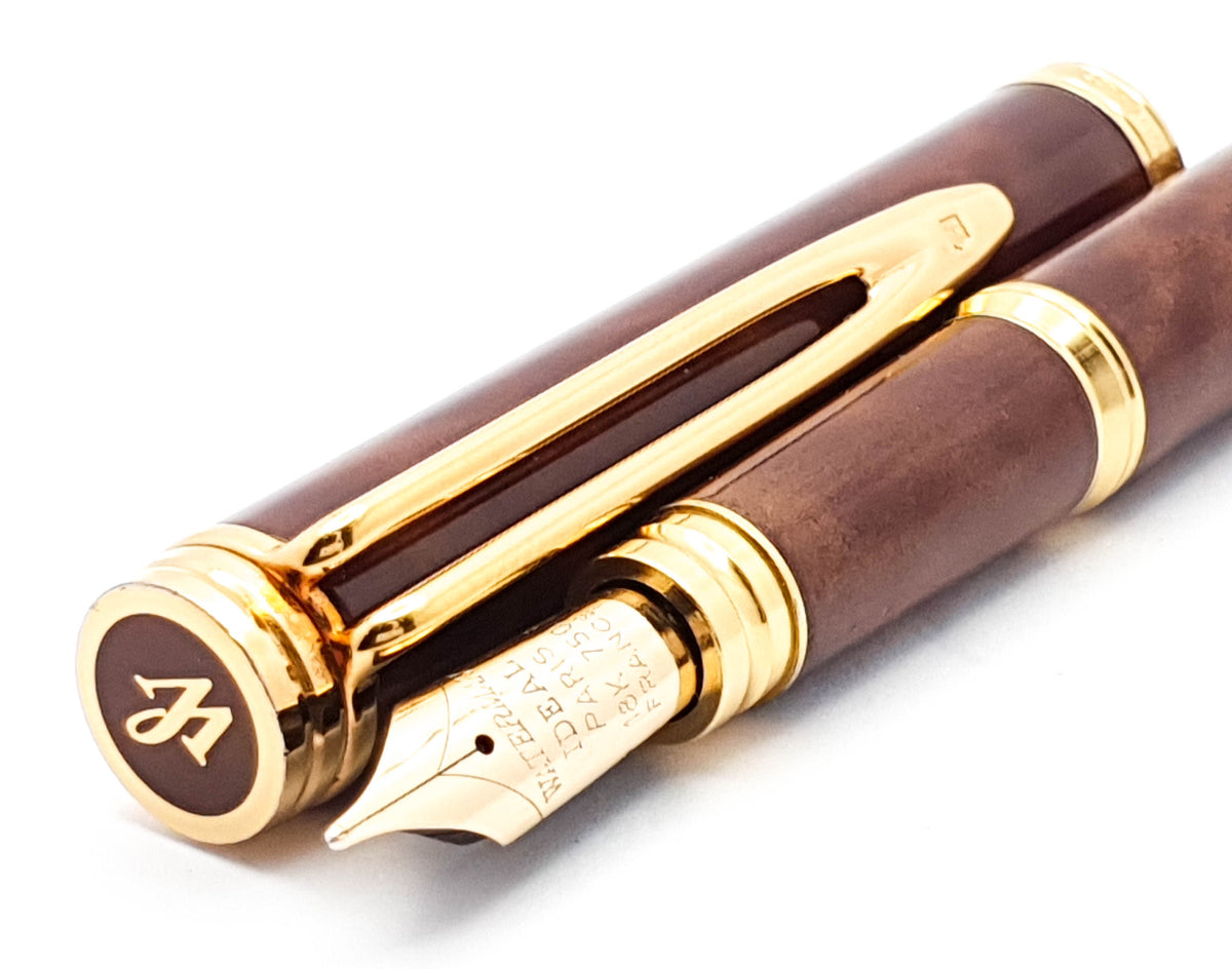 Waterman Gentleman Wood Grain Lacquer Fountain Pen: 18k Gold Medium Ni–  Grand Vision Pens