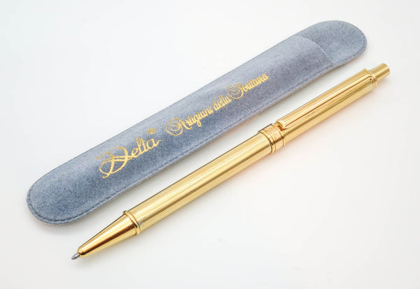 Boxed Delta Sterling Silver Gold Plated Ballpoint Pen - Grand Vision Pens UK