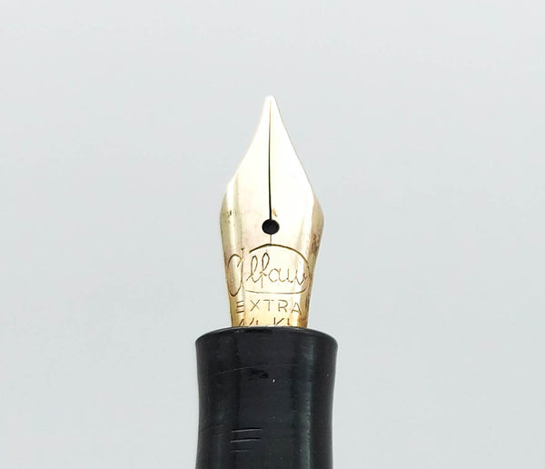 Vintage Alfav Extra Celluloid Lever Filled Fountain Pen: 14k Gold Flex Nib