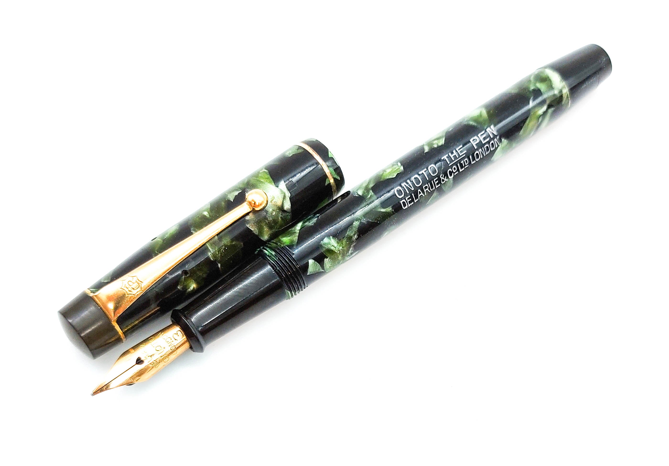 Vintage Onoto The Pen Fountain Pen by De La Rue: 14k Gold
