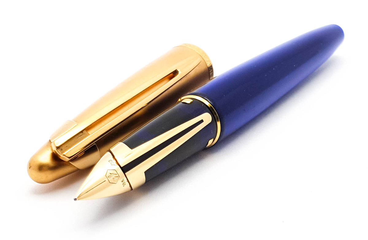 Waterman Edson Sapphire Blue Fountain Pen: 18k Medium Nib– Grand Vision ...