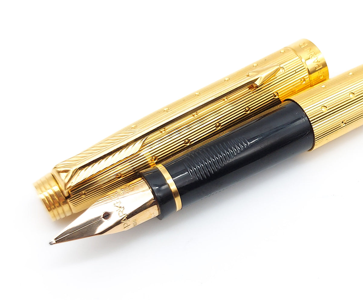 Parker 75 Gold Plated Perle 14kt Gold Nib Fountain Pen – Vintage Pen Store