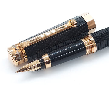 Montegrappa NeroUno Linea Red Gold Plated Fountain Pen: 18k Medium Nib