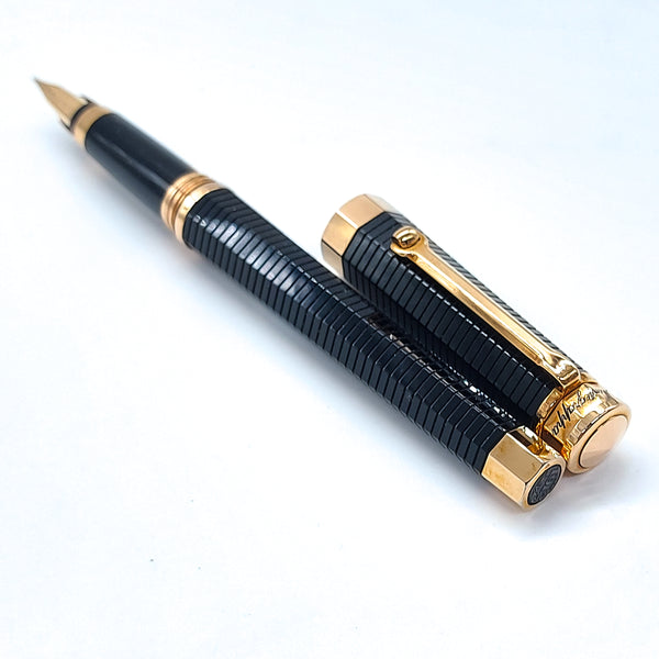 Montegrappa NeroUno Linea Red Gold Plated Fountain Pen: 18k Medium Nib