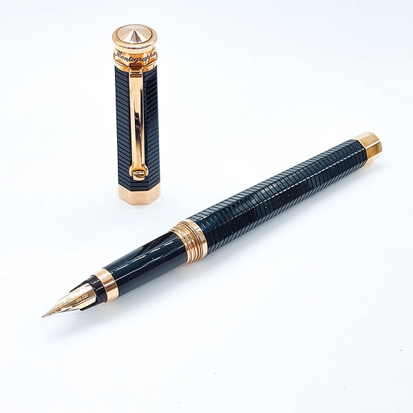 Montegrappa NeroUno Linea Red Gold Plated Fountain Pen: 18k Medium Nib