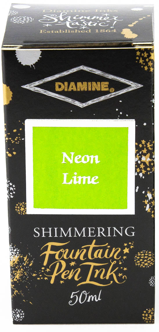 Diamine Shimmering Fountain Pen Ink - Neon Lime - 50ml