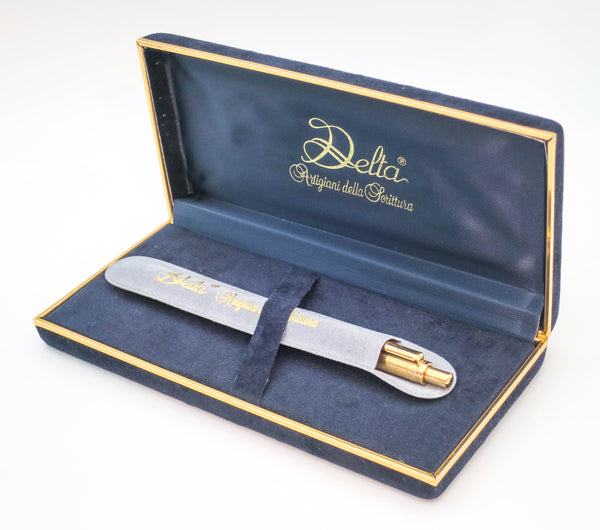 Boxed Delta Sterling Silver Gold Plated Ballpoint Pen - Grand Vision Pens UK