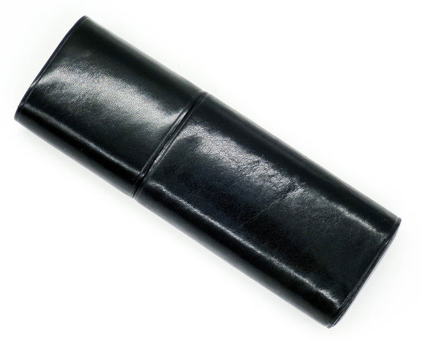 Luxury Leather 2 Pen Case: Black - Grand Vision Pens UK