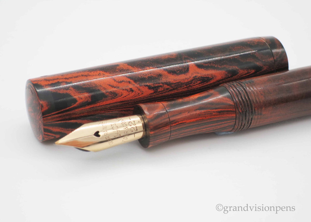 Vintage ONOTO De La Rue Lever Fill Fountain Pen Wood Grain 14k Gold Ni ...