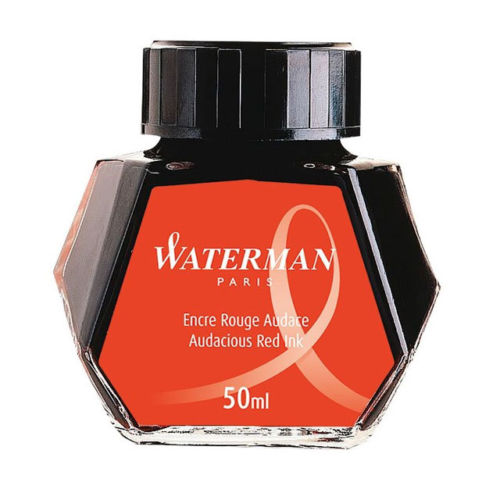 Waterman Fountain Pen Ink - Audacious Red - 50ml Glass Bottle - Grand Vision Pens UK